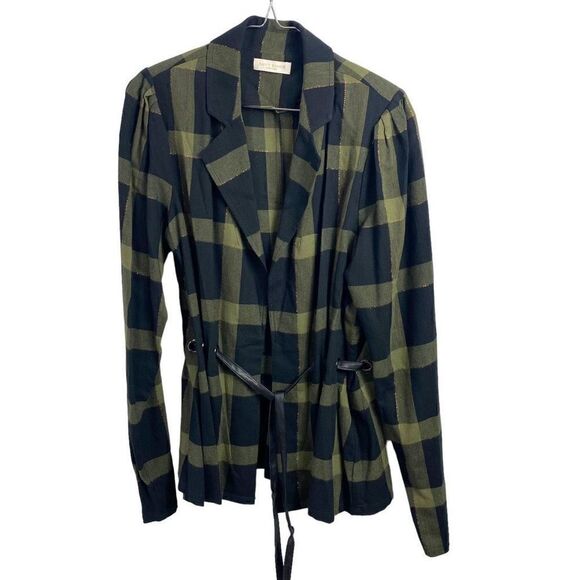 Ramy Brook Ina Plaid Jacket in Olive Black - Picture 2 of 6